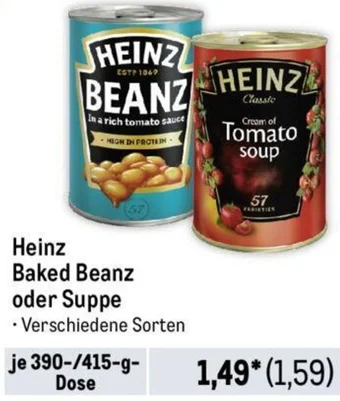 METRO Heinz Baked Beanz oder Suppe 390/415 g Dose Angebot