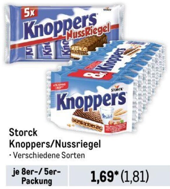 Storck Knoppers/Nussriegel 8er/5er Packung Angebot bei METRO