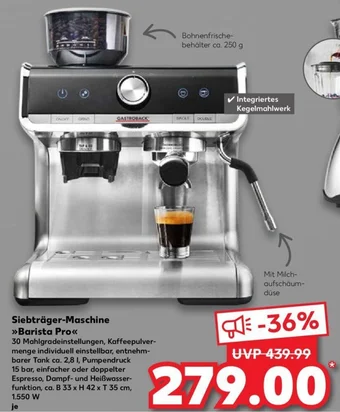 Kaufland Gastroback Siebträger-Maschine Barista Pro Angebot