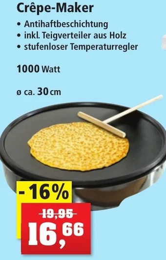 Thomas Philipps Crêpe-Maker 1000 Watt Angebot