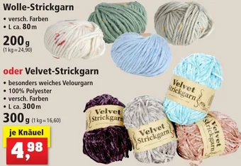 Thomas Philipps Wolle-Strickgarn 200 g oder Velvet-Strickgarn 300 g Angebot