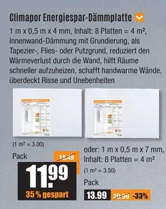 V Baumarkt Climapor Energiespar-Dämmplatte Angebot