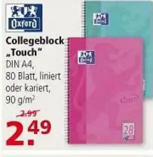 Multi Markt Oxford Collegeblock „touch” Angebot