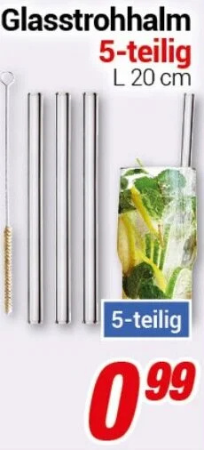 CENTERSHOP Glasstrohhalm 5-teilig Angebot
