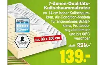 Repo Markt 7-zonen-qualitäts Kaltschaummatratze Angebot