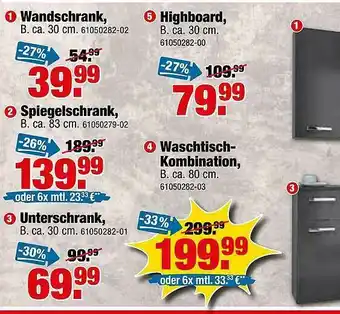 SB Lagerkauf Wandschrank, Highboard Angebot