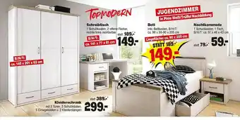 Repo Markt Schreibtisch, Bett, Nachtkommode, Kleiderschrank Angebot