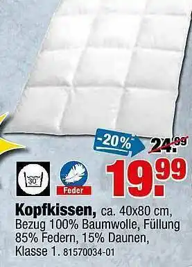 SB Lagerkauf Kopfkissen Ca. 48x80 Cm Angebot