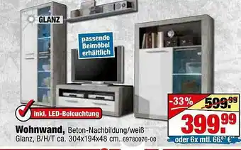 SB Lagerkauf Wohnwand Beton-nachbildung Angebot