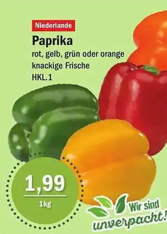 Aktiv Irma Paprika Rot, Gelb, Grün Oder Orange Knackige Frische Angebot