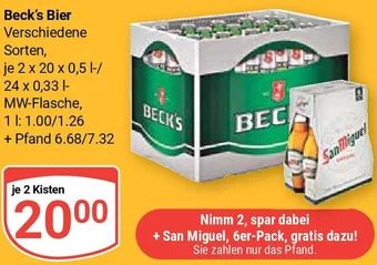 Globus Beck's Bier 2x20x0,5 L/24x0,33 L Angebot