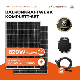 Netto Marken-Discount Balkonkraftwerk, 2x 410w canadian solar-photovoltaikmodul, 600/799w ausgang upgradebar, ac-kabel, app Angebot