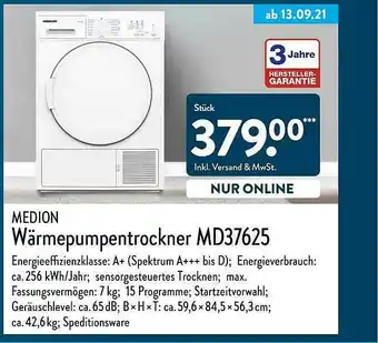 Aldi Nord Medion Wärmepumpentrockner Md37625 Angebot