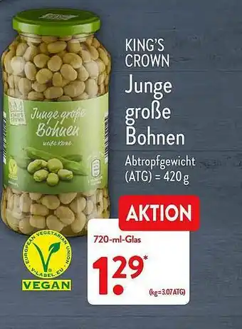 Aldi Nord King's Crown Junge Große Bohnen Angebot