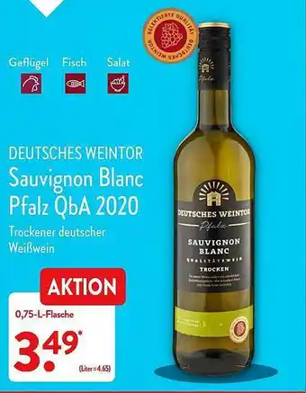 Aldi Nord Deutsches Weintor Sauvignon Blanc Pfalz Qba 2020 Angebot