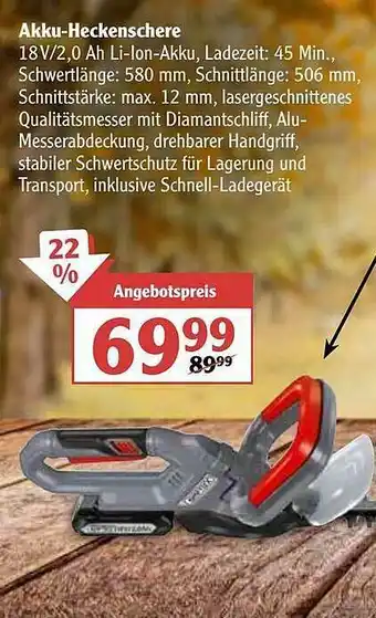 Globus Akku-heckenschere Angebot