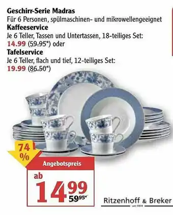 Globus Ritzenhoff & Breker Geschirr-serie Madras, Kaffeeservice Oder Tafelservice Angebot