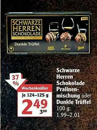 Globus Schwarze Herren Schokolade Pralinenmischung Oder Dunkle Trüffel Angebot