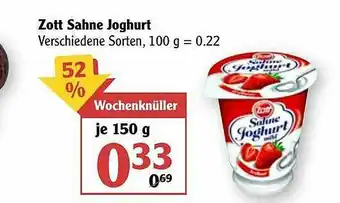 Globus Zott Sahne Joghurt Angebot