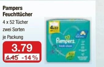 V Markt Pampers Feuchttücher 4 x 52 Tücher Angebot