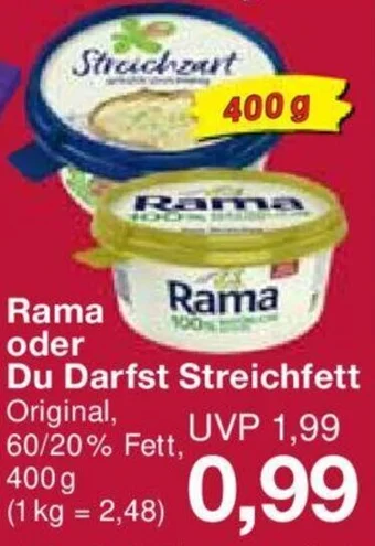 Jawoll Rama oder Du Darfst Streichfett 400 g Angebot