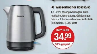 V Markt PHILIPS Frühstücksserie Wasserkocher HD9350/90 Angebot