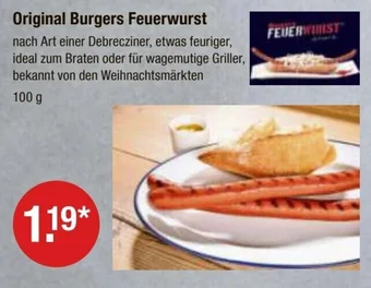 V Markt Original Burgers Feuerwurst 100 g Angebot