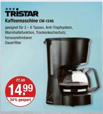 V Markt TRISTAR Kaffeemaschine CM-1246 Angebot