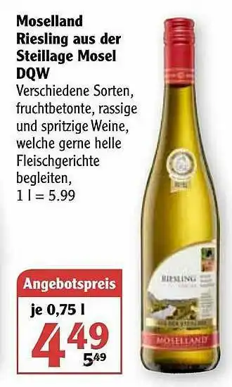 Globus Moselland Riesling Aus Der Steillage Mosel Dqw Angebot