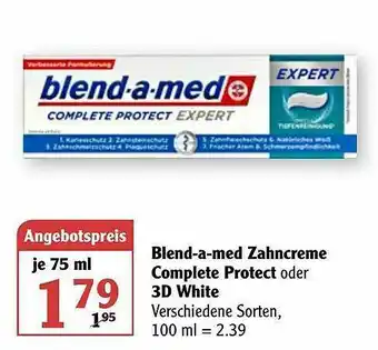 Globus Blend-a-med Zahncreme Complete Protect Oder 3d White Angebot