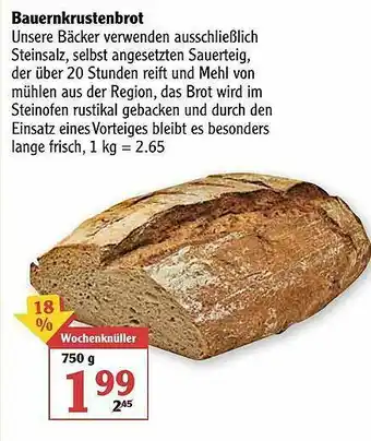 Globus Bauernkrustenbrot Angebot