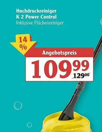 Globus Hochdruckreiniger K2 Power Control Kärcher Angebot