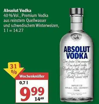 Globus Absolut Vodka Angebot