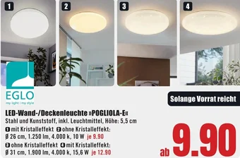 B1 Discount Baumarkt EGLO LED-Wand/Deckenleuchte ,,POGLIOLA-E" Angebot