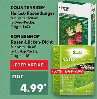 Kaufland Countryside Herbst-rasendünger Oder Sonnenhof Rasen-lücken-dicht Angebot