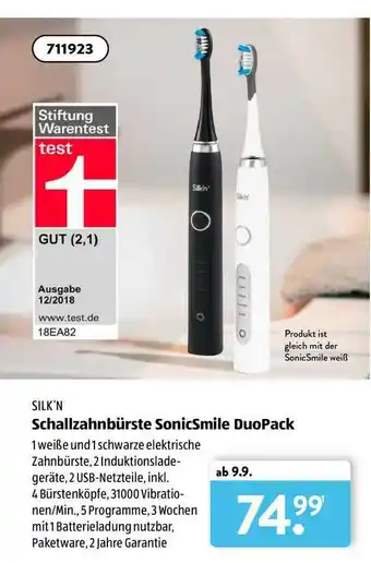 Aldi Süd Silk'n Schallzahnbürste Sonicsmile Duopack Angebot