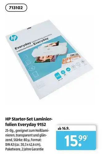 Aldi Süd Hp Starter-set Laminier-folien Everyday 9152 Angebot