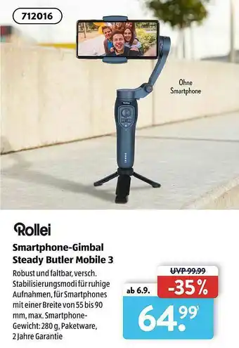 Aldi Süd Rollei Smartphone-gimbal Steady Butler Mobile 3 Angebot