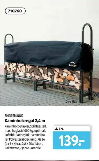 Aldi Süd Shelterlogic Kaminholzregal 2.4 M Angebot