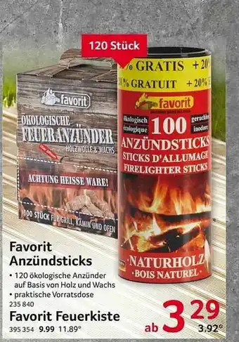 Selgros Favorit Anzündsticks Favorit Feuerkiste Angebot