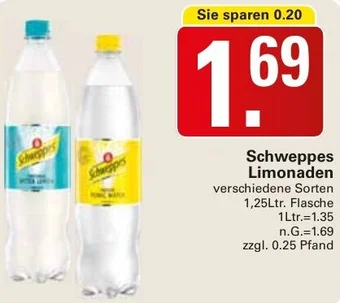 WEZ Schweppes Limonaden 1,25Ltr. Flasche Angebot