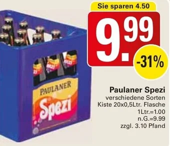 WEZ Paulaner Spezi Kiste 20x0,5Ltr. Flasche Angebot