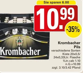 WEZ Krombacher Pils Kiste 20x0,5/ 24x0,33Ltr. Flasche Angebot