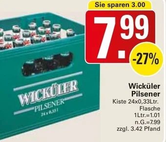 WEZ Wicküler Pilsener Kiste 24x0,33Ltr. Flasche Angebot