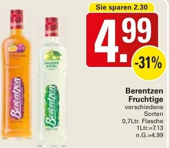 WEZ Berentzen Fruchtige 0,7Ltr. Flasche Angebot