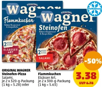 PENNY ORIGINAL WAGNER Steinofen-Pizza 2x320 g oder Flammkuchen 2x300 g Packung Angebot