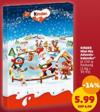 PENNY KINDER Mini Mix Adventskalender 150 g Packung Angebot