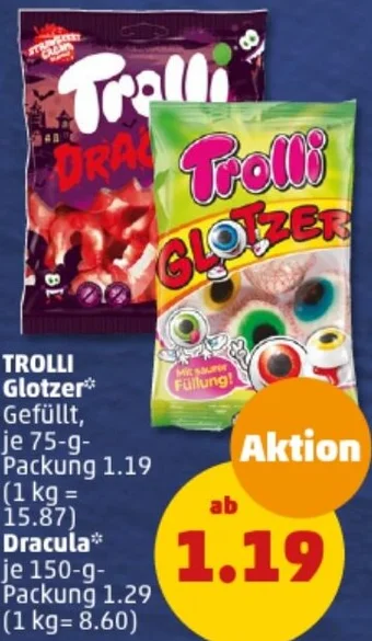 PENNY TROLLI Glotzer 75 g oder Dracula 150 g Packung Angebot