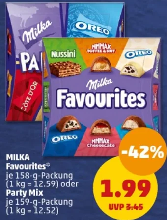 PENNY MILKA Favourites 158 g oder Party Mix 159 g Packung Angebot