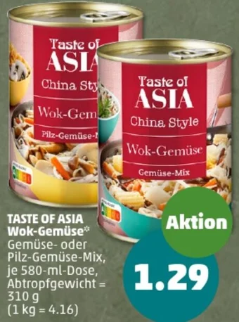 PENNY TASTE OF ASIA Wok-Gemüse 580 ml Dose Angebot